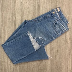 MOTHER “insider” crop step fray jean